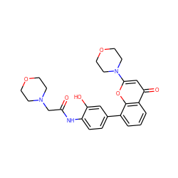 O=C(CN1CCOCC1)Nc1ccc(-c2cccc3c(=O)cc(N4CCOCC4)oc23)cc1O ZINC000101394069