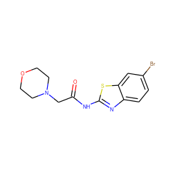 O=C(CN1CCOCC1)Nc1nc2ccc(Br)cc2s1 ZINC000021539815