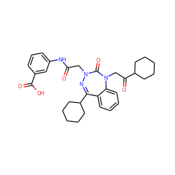 O=C(CN1N=C(C2CCCCC2)c2ccccc2N(CC(=O)C2CCCCC2)C1=O)Nc1cccc(C(=O)O)c1 ZINC000028655806