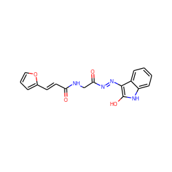 O=C(CNC(=O)/C=C/c1ccco1)N=Nc1c(O)[nH]c2ccccc12 ZINC000299813257