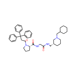 O=C(CNC(=O)[C@@H]1CCCN1C(=O)CC(c1ccccc1)(c1ccccc1)c1ccccc1)NC[C@H]1CCCN(CC2CCCCC2)C1 ZINC000028105939