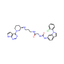 O=C(CNC(=O)Nc1ccc2ccn(-c3ccccc3Cl)c2c1)NCCCN[C@@H]1CCCN(c2ncnc3[nH]ccc23)C1 ZINC001772609555