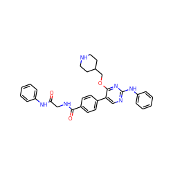 O=C(CNC(=O)c1ccc(-c2cnc(Nc3ccccc3)nc2OCC2CCNCC2)cc1)Nc1ccccc1 ZINC001772602469