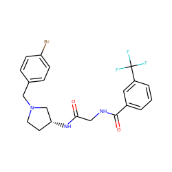 O=C(CNC(=O)c1cccc(C(F)(F)F)c1)N[C@@H]1CCN(Cc2ccc(Br)cc2)C1 ZINC000029125607