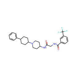 O=C(CNC(=O)c1cccc(C(F)(F)F)c1)NC1CCN(C2CCC(c3ccccc3)CC2)CC1 ZINC000299839978