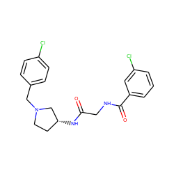 O=C(CNC(=O)c1cccc(Cl)c1)N[C@@H]1CCN(Cc2ccc(Cl)cc2)C1 ZINC000029125649