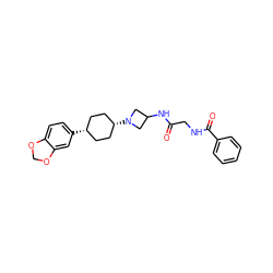 O=C(CNC(=O)c1ccccc1)NC1CN([C@H]2CC[C@@H](c3ccc4c(c3)OCO4)CC2)C1 ZINC000167635423