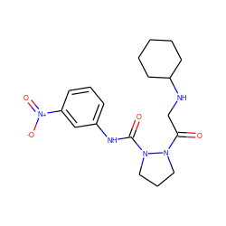 O=C(CNC1CCCCC1)N1CCCN1C(=O)Nc1cccc([N+](=O)[O-])c1 ZINC000028135203