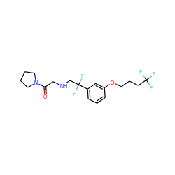 O=C(CNCC(F)(F)c1cccc(OCCCC(F)(F)F)c1)N1CCCC1 ZINC000206120339