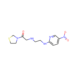 O=C(CNCCNc1ccc([N+](=O)[O-])cn1)N1CCSC1 ZINC000013522772