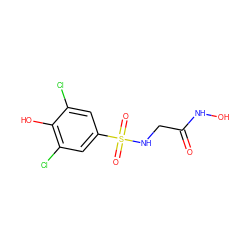 O=C(CNS(=O)(=O)c1cc(Cl)c(O)c(Cl)c1)NO ZINC001772575320