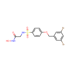 O=C(CNS(=O)(=O)c1ccc(OCc2cc(Br)cc(Br)c2)cc1)NO ZINC000096284911