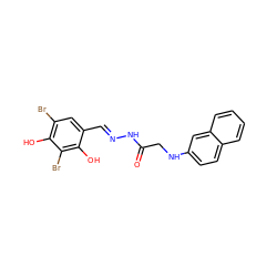 O=C(CNc1ccc2ccccc2c1)N/N=C/c1cc(Br)c(O)c(Br)c1O ZINC000022115071