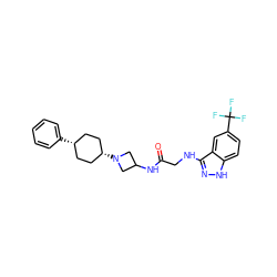 O=C(CNc1n[nH]c2ccc(C(F)(F)F)cc12)NC1CN([C@H]2CC[C@@H](c3ccccc3)CC2)C1 ZINC000261136202