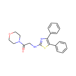 O=C(CNc1nc(-c2ccccc2)c(-c2ccccc2)s1)N1CCOCC1 ZINC001772570273