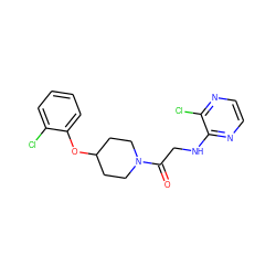 O=C(CNc1nccnc1Cl)N1CCC(Oc2ccccc2Cl)CC1 ZINC000052988101