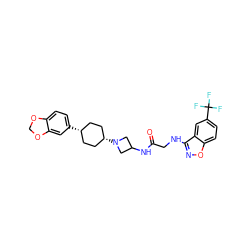 O=C(CNc1noc2ccc(C(F)(F)F)cc12)NC1CN([C@H]2CC[C@@H](c3ccc4c(c3)OCO4)CC2)C1 ZINC000253804907