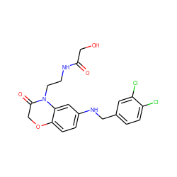 O=C(CO)NCCN1C(=O)COc2ccc(NCc3ccc(Cl)c(Cl)c3)cc21 ZINC000045286342