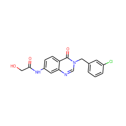 O=C(CO)Nc1ccc2c(=O)n(Cc3cccc(Cl)c3)cnc2c1 ZINC000040875832