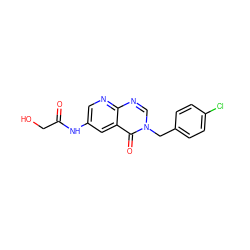 O=C(CO)Nc1cnc2ncn(Cc3ccc(Cl)cc3)c(=O)c2c1 ZINC000040879223