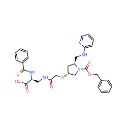 O=C(CO[C@@H]1C[C@@H](CNc2ccccn2)N(C(=O)OCc2ccccc2)C1)NC[C@H](NC(=O)c1ccccc1)C(=O)O ZINC000028710132