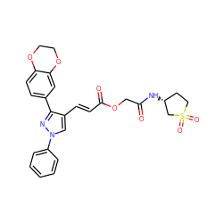 O=C(COC(=O)/C=C/c1cn(-c2ccccc2)nc1-c1ccc2c(c1)OCCO2)N[C@@H]1CCS(=O)(=O)C1 ZINC000002639260