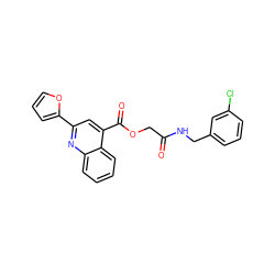 O=C(COC(=O)c1cc(-c2ccco2)nc2ccccc12)NCc1cccc(Cl)c1 ZINC000009683242