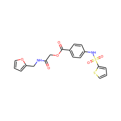 O=C(COC(=O)c1ccc(NS(=O)(=O)c2cccs2)cc1)NCc1ccco1 ZINC000003241082