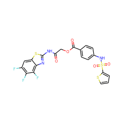 O=C(COC(=O)c1ccc(NS(=O)(=O)c2cccs2)cc1)Nc1nc2c(F)c(F)c(F)cc2s1 ZINC000003378910