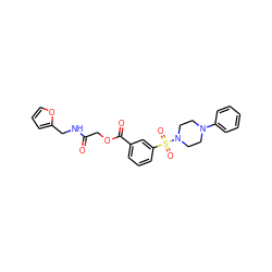 O=C(COC(=O)c1cccc(S(=O)(=O)N2CCN(c3ccccc3)CC2)c1)NCc1ccco1 ZINC000004057882