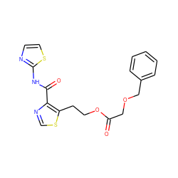 O=C(COCc1ccccc1)OCCc1scnc1C(=O)Nc1nccs1 ZINC000028461388