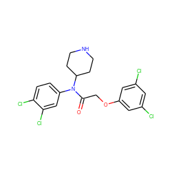 O=C(COc1cc(Cl)cc(Cl)c1)N(c1ccc(Cl)c(Cl)c1)C1CCNCC1 ZINC000013437320