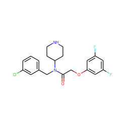 O=C(COc1cc(F)cc(F)c1)N(Cc1cccc(Cl)c1)C1CCNCC1 ZINC000013437339