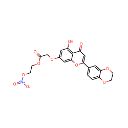 O=C(COc1cc(O)c2c(=O)cc(-c3ccc4c(c3)OCCO4)oc2c1)OCCO[N+](=O)[O-] ZINC000096273325