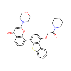 O=C(COc1ccc(-c2cccc3c(=O)cc(N4CCOCC4)oc23)c2sc3ccccc3c12)N1CCCCC1 ZINC000101696306