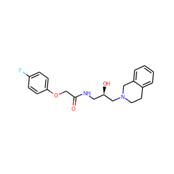 O=C(COc1ccc(F)cc1)NC[C@@H](O)CN1CCc2ccccc2C1 ZINC000159184429