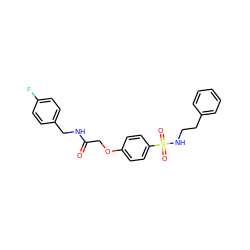 O=C(COc1ccc(S(=O)(=O)NCCc2ccccc2)cc1)NCc1ccc(F)cc1 ZINC000020018973