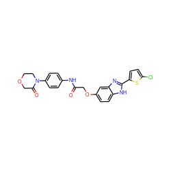 O=C(COc1ccc2[nH]c(-c3ccc(Cl)s3)nc2c1)Nc1ccc(N2CCOCC2=O)cc1 ZINC000027204260