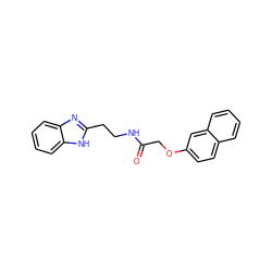 O=C(COc1ccc2ccccc2c1)NCCc1nc2ccccc2[nH]1 ZINC000012538929