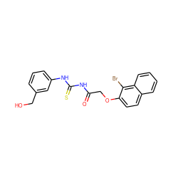 O=C(COc1ccc2ccccc2c1Br)NC(=S)Nc1cccc(CO)c1 ZINC000000675718