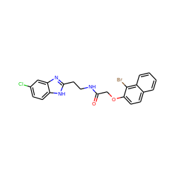 O=C(COc1ccc2ccccc2c1Br)NCCc1nc2cc(Cl)ccc2[nH]1 ZINC000169307573