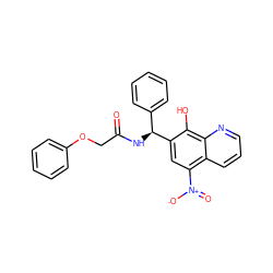 O=C(COc1ccccc1)N[C@@H](c1ccccc1)c1cc([N+](=O)[O-])c2cccnc2c1O ZINC000040409654