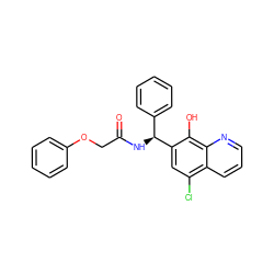 O=C(COc1ccccc1)N[C@@H](c1ccccc1)c1cc(Cl)c2cccnc2c1O ZINC000002921399