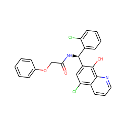 O=C(COc1ccccc1)N[C@@H](c1ccccc1Cl)c1cc(Cl)c2cccnc2c1O ZINC000006457410