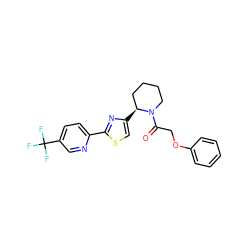 O=C(COc1ccccc1)N1CCCC[C@@H]1c1csc(-c2ccc(C(F)(F)F)cn2)n1 ZINC000118595270