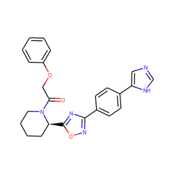 O=C(COc1ccccc1)N1CCCC[C@@H]1c1nc(-c2ccc(-c3cnc[nH]3)cc2)no1 ZINC000143928434