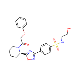 O=C(COc1ccccc1)N1CCCC[C@@H]1c1nc(-c2ccc(S(=O)(=O)NCCO)cc2)no1 ZINC000137232129