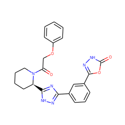 O=C(COc1ccccc1)N1CCCC[C@@H]1c1nc(-c2cccc(-c3n[nH]c(=O)o3)c2)n[nH]1 ZINC000143163680