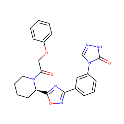 O=C(COc1ccccc1)N1CCCC[C@@H]1c1nc(-c2cccc(-n3cn[nH]c3=O)c2)no1 ZINC000144606832