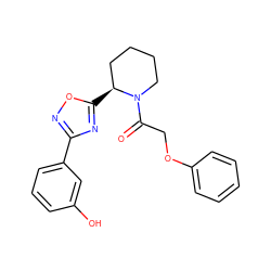 O=C(COc1ccccc1)N1CCCC[C@@H]1c1nc(-c2cccc(O)c2)no1 ZINC000144562380